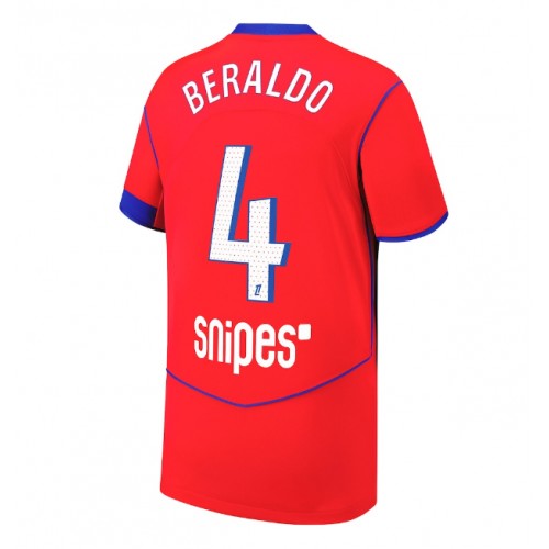 Lacne Muži Futbalové dres Paris Saint-Germain Lucas Beraldo #4 2025-26 Krátky Rukáv - Tretina